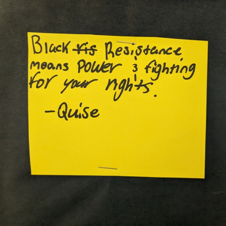 Black resistance mean power and fighting for your rights.